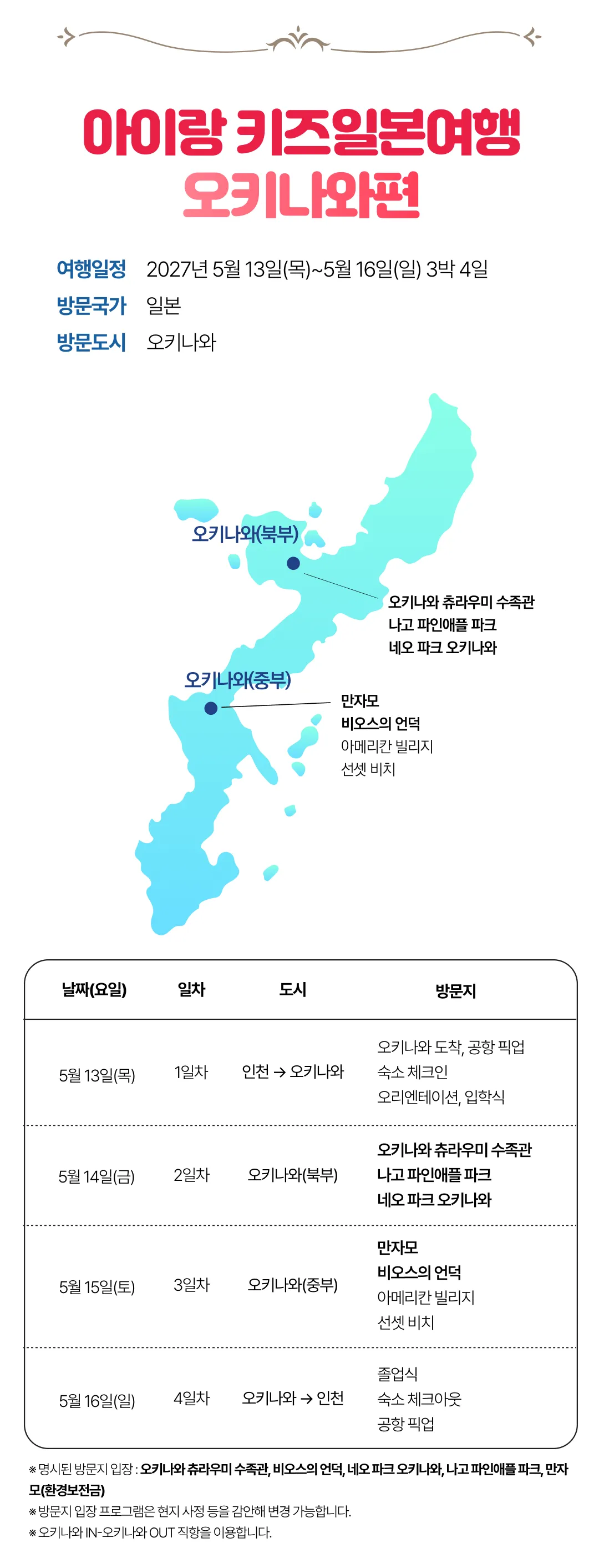 [2027.5] 가정의달 아이랑 키즈일본여행 오키나와편 조기모집특가 114만원 (~6.25) 4